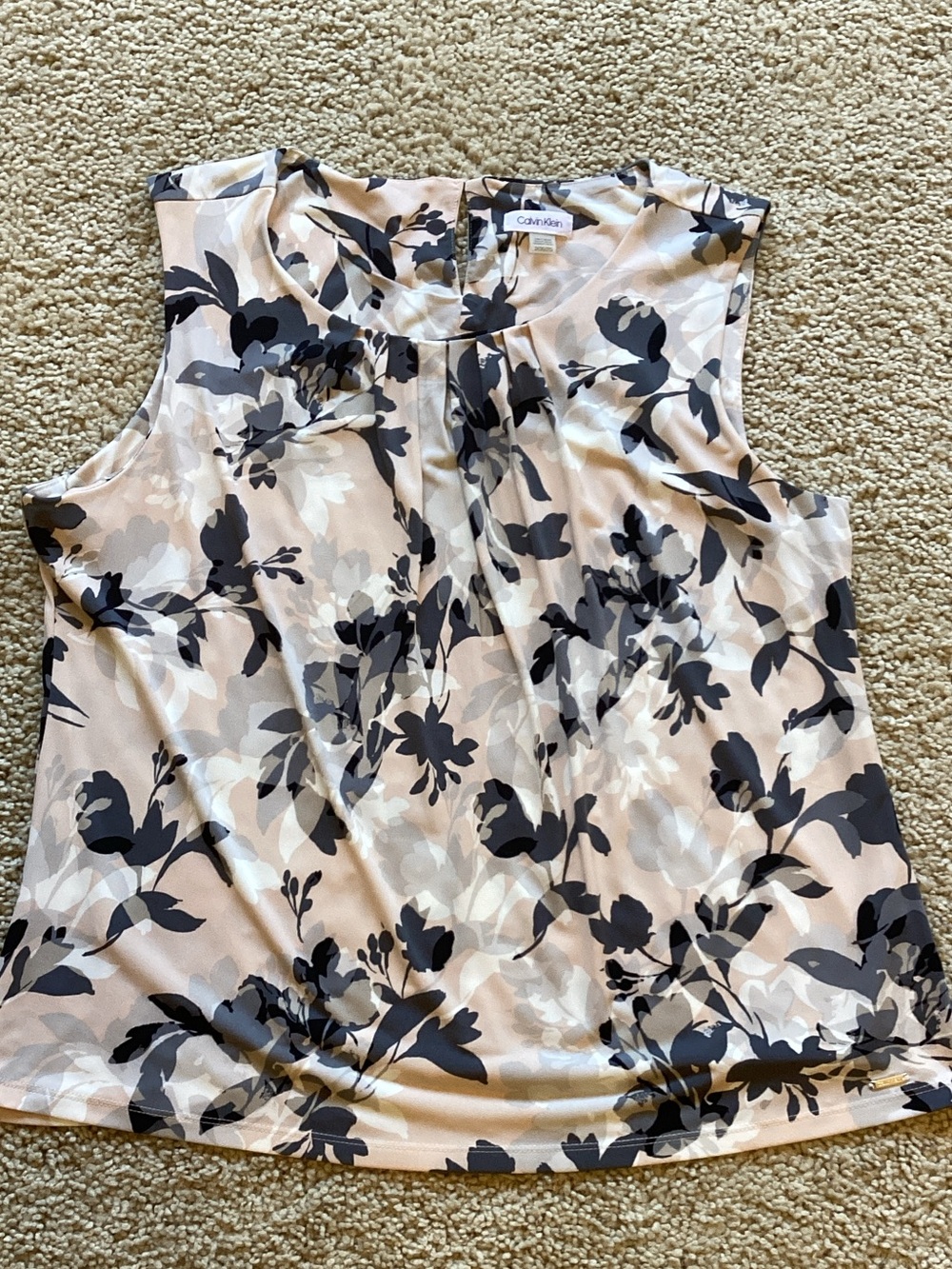 Calvin Klein Blush Floral Sleeveless Camisole with Black and Gray Print